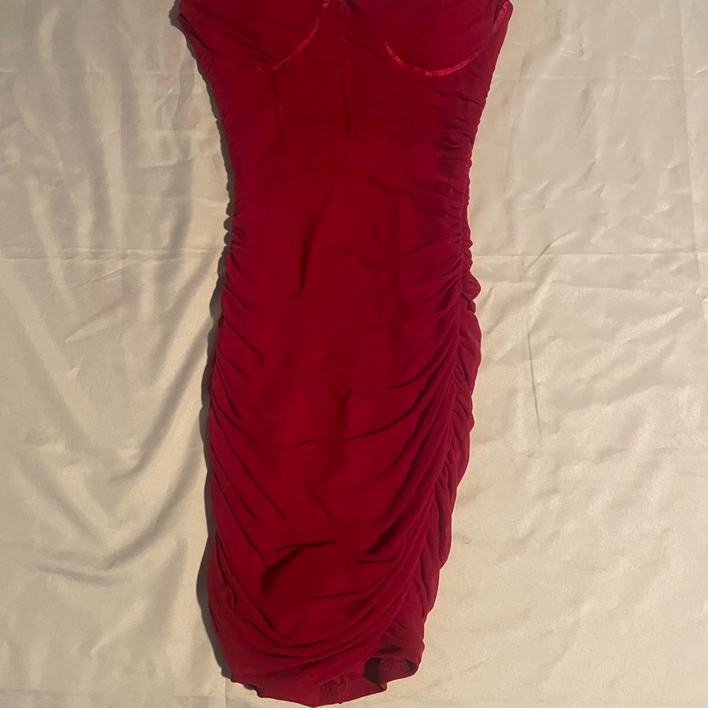 Elegant Red Ruched Dress